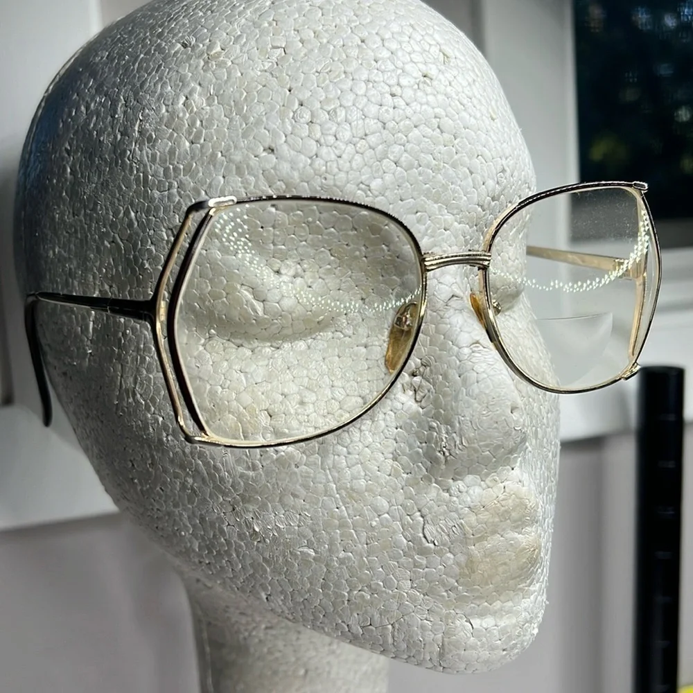 Vintage BG Colorama 135 Goldtone Metal Large Ophthalmic Frame
